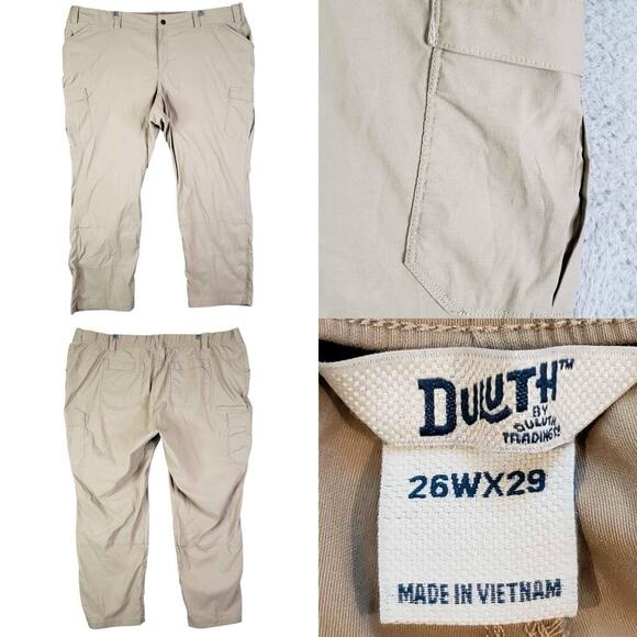 Duluth Trading Co Womens Cargo Pants Khaki Plus Size 26Wx29 Dry On The Fly - Picture 1 of 11